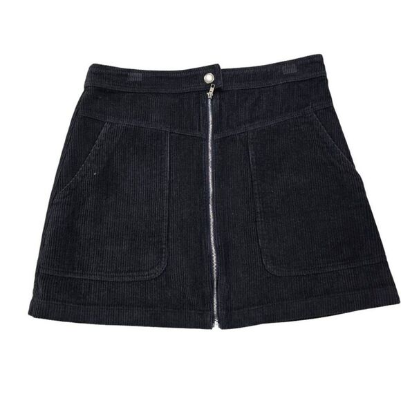 Altar'd State Mini Skirt Womens Large Gray Corduroy 100% Cotton Zipper Pockets - Picture 1 of 5